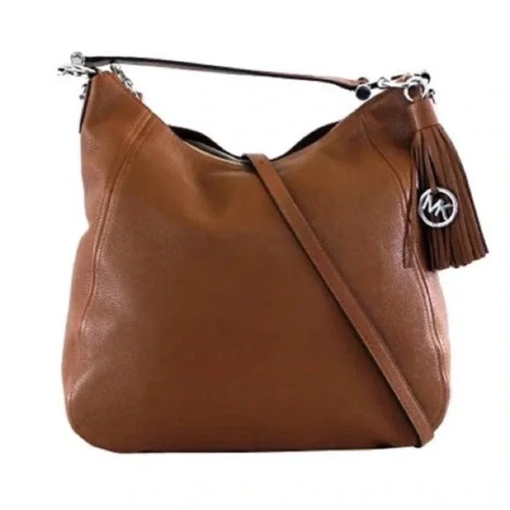 Michael Kors Frances Acorn Hobo Pebbled Leather Carryall Tote Handbag